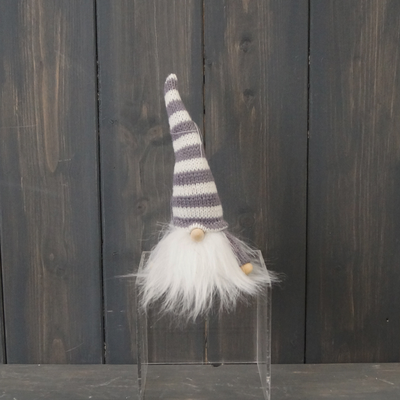 Grey Striped Tall Hat Fabric Gonk (15cm) detail page